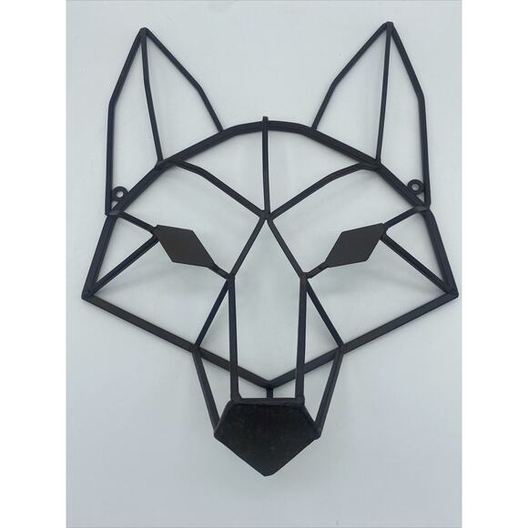 Metal Iron Geometric Wolf Fox Coyote Rustic Sculpture Face 3D Wall Art - Picture 1 of 4